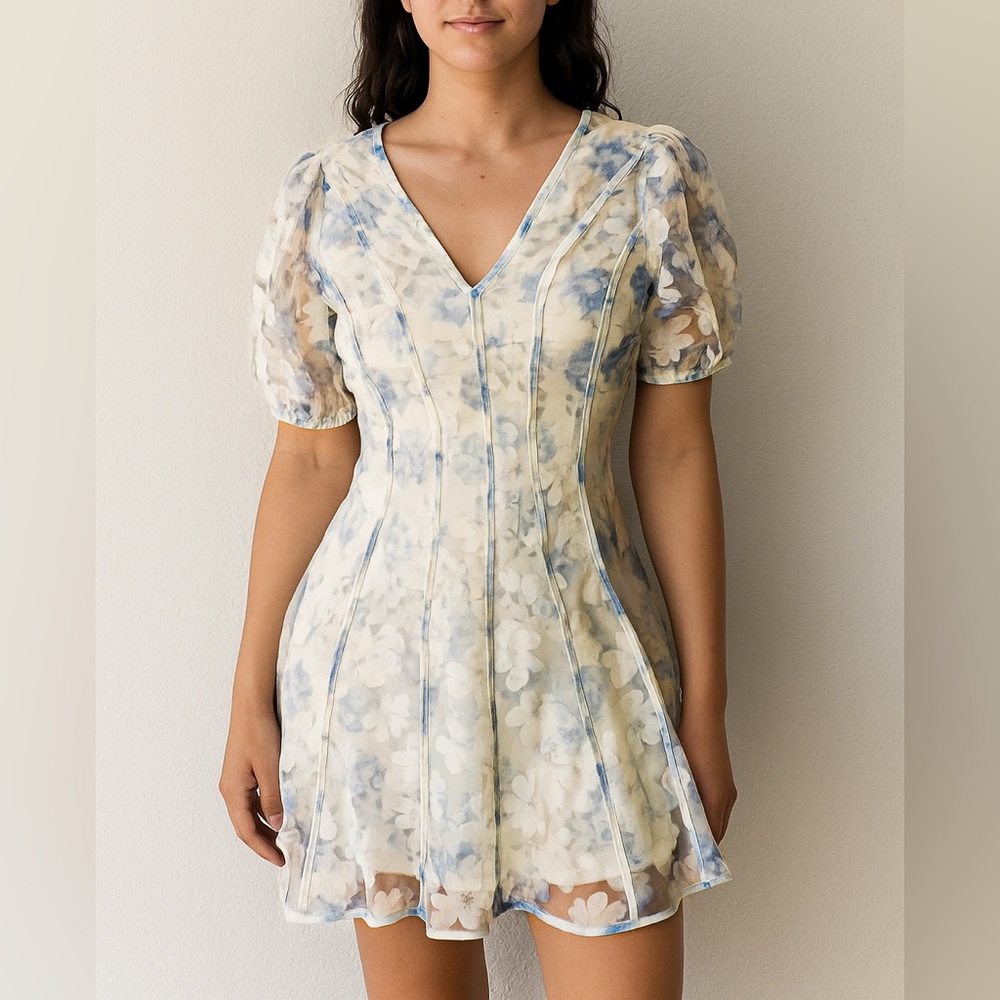 Altar’d State Floral Blue and White Dress